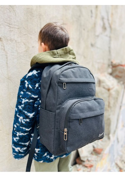 Laptop Bölmel I ( 7 Bölmeli ) Unisex Kanvas Okul Çantası