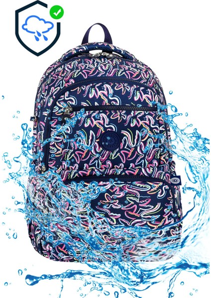 Mega Lüx Desenli Lise ve Ortaokul Sırt Çantası, Desenli Okul Çantası, Maymun Anahtarlık Hediyeli