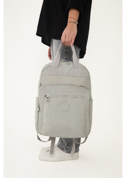Sanmorris Unisex Suya Dayanıklı Orta Boy Krinkıl Çok Gözlü Vizon Laptop Okul Seyahat Sırt Çantası indirimleri