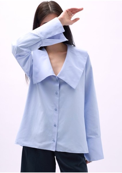 Geniş Yaka Volan Kol Gömlek fırsatları