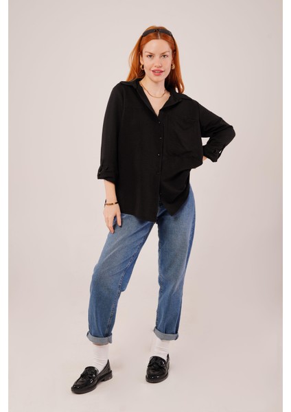 Salaş Kesim Cepli Siyah Gömlek fiyatları