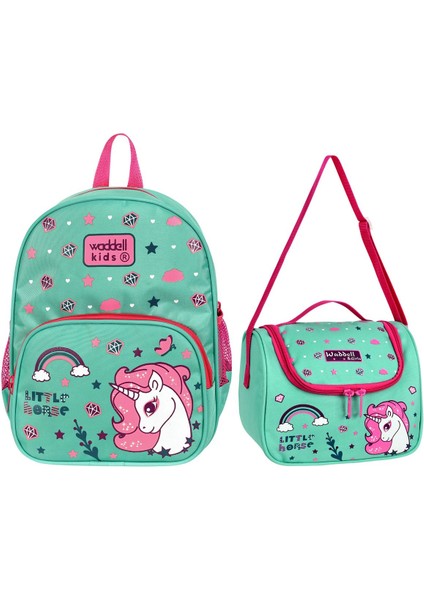 Canlor Waddell Little Horse Unicorn Kombin Anaokul Kreş Sırt Çantası ve Termal Beslenme Çantası