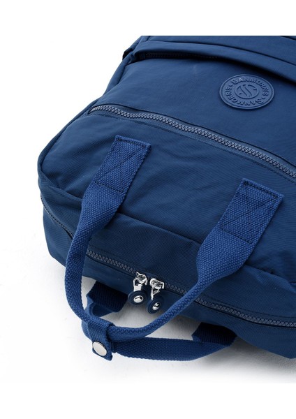 Unisex Suya Dayanıklı Krinkıl Kumaş Çok Gözlü Büyük Boy Laptop Okul ve Sırt Çantası
