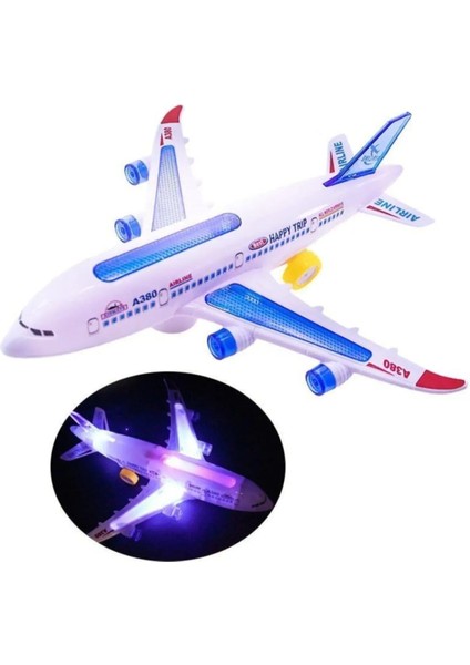 Hareketli Pilli 3D Işıklı Müzikli Yerde Gezen Airbus Uçak Oyuncak 23 Cm. fiyatları