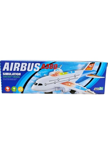 Hareketli Pilli 3D Işıklı Müzikli Yerde Gezen Airbus Uçak Oyuncak 23 Cm. modelleri