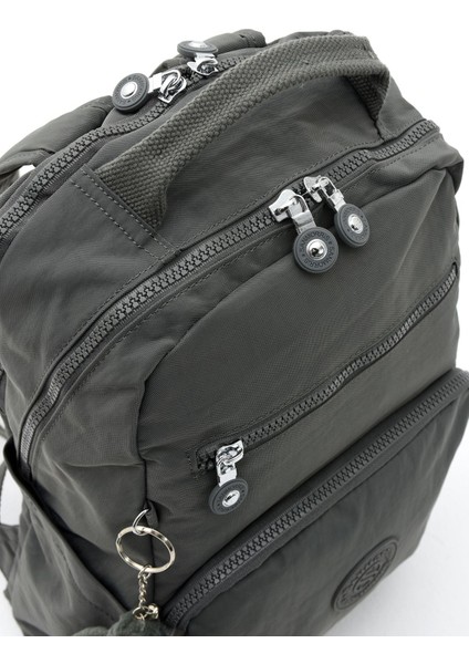 Sanmorris Unisex Gri Suya Dayanıklı Krinkıl Kumaş Çok Gözlü Orta Boy Laptop Okul ve Sırt Çantası