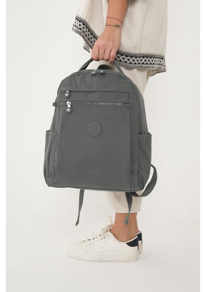 Sanmorris Unisex Suya Dayanıklı Krinkıl Kumaş Çok Gözlü Vizon Laptop Okul ve Sırt Çantası fırsatları