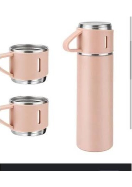 500ML Paslanmaz Çelik Bardaklı Termos Çift Katmanlı Termos Bardak Mug Araç Kahve Çay El Termosu