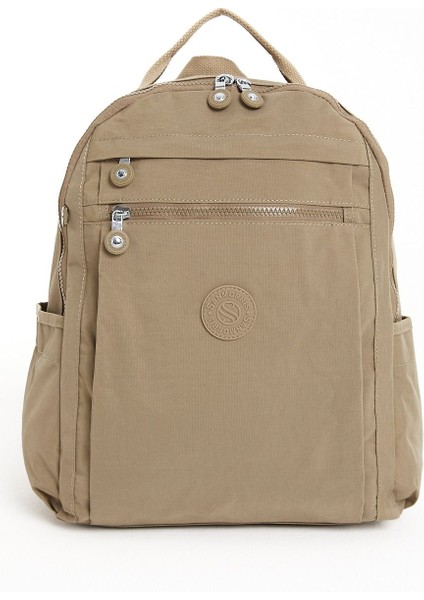 Sanmorris Unisex Suya Dayanıklı Krinkıl Kumaş Çok Gözlü Vizon Laptop Okul ve Sırt Çantası