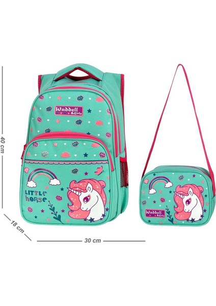 Okul Çantası Kız Çocuklar İçin Renkli Tasarım 40 cm Yükseklik 28 cm Genişlik