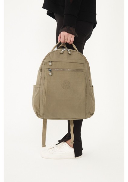 Sanmorris Unisex Suya Dayanıklı Krinkıl Kumaş Çok Gözlü Vizon Laptop Okul ve Sırt Çantası fırsatları