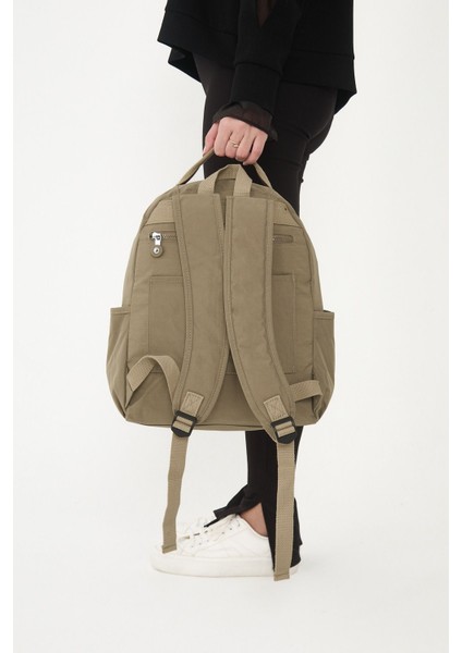 Sanmorris Unisex Suya Dayanıklı Krinkıl Kumaş Çok Gözlü Vizon Laptop Okul ve Sırt Çantası indirimleri