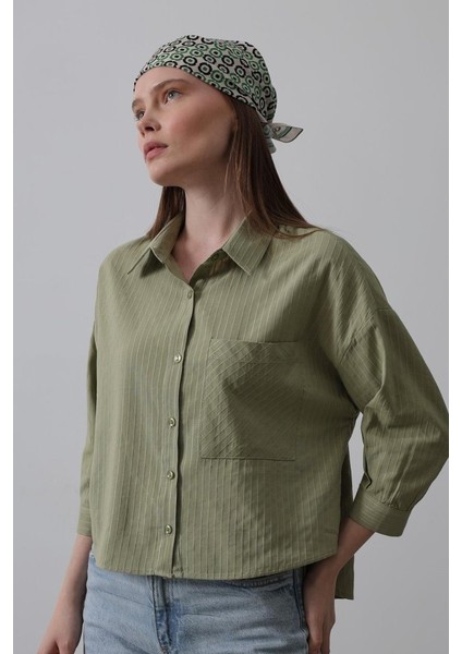 Cepli Kısa Kesim Gömlek - Haki fiyatları