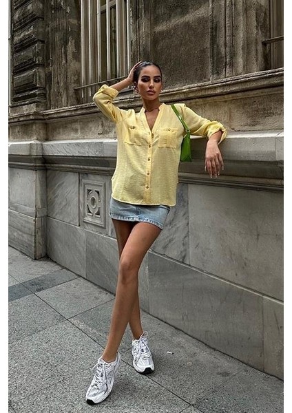 Poulina Flamlı Keten Gömlek 3257-08 fiyatları