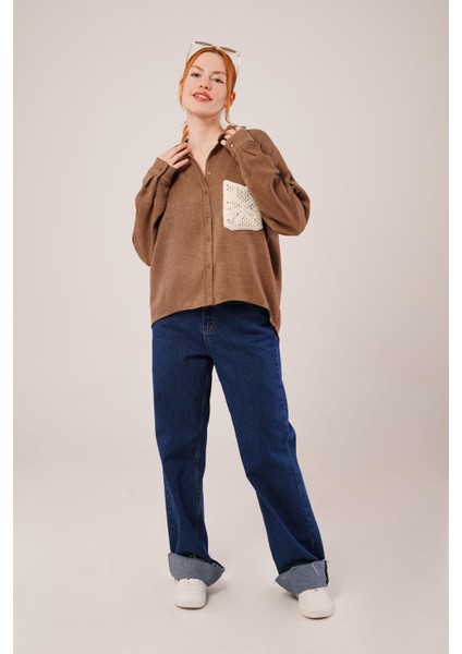 Etnik Cep Detaylı Kahverengi Gömlek fiyatları