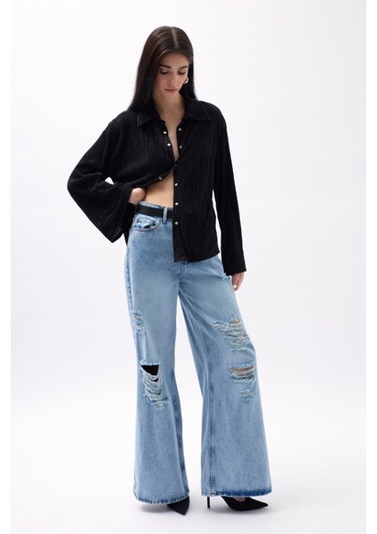 Oversize Dokulu Gömlek modelleri