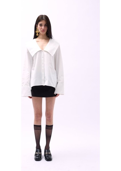 Geniş Yaka Volan Kol Gömlek fiyatları