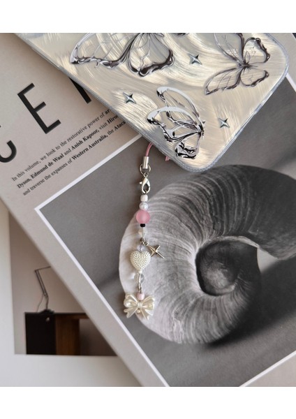 Pembe Beyaz Fiyonk Coquette Telefon Ipi Charm, Telefon Charm Fiyonk Pinterest Telefon Askısı modelleri