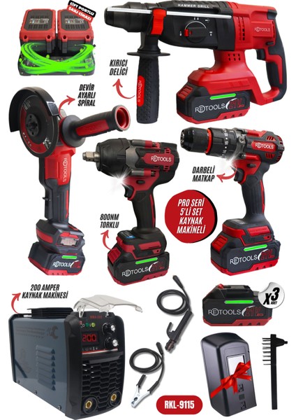 Yeni Seri 5'li Set 800NM Tork Gücü! 200 Amper Kaynak Makineli