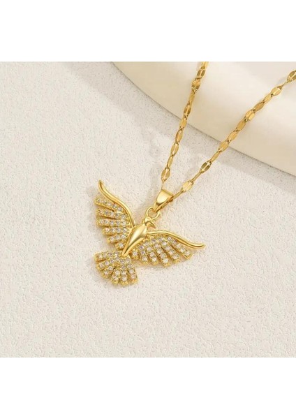 Kadınlar Için Çok Yönlü Anka Kuşu Paslanmaz Çelik Kolye Sentetik Zirkon 18K Altın Kaplama Takı modelleri