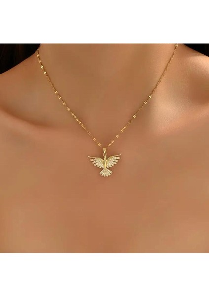 Kadınlar Için Çok Yönlü Anka Kuşu Paslanmaz Çelik Kolye Sentetik Zirkon 18K Altın Kaplama Takı fiyatları