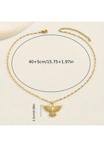 Kadınlar Için Çok Yönlü Anka Kuşu Paslanmaz Çelik Kolye Sentetik Zirkon 18K Altın Kaplama Takı fırsatları