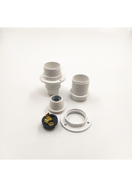 Dekoratif Plastik E-14 Yarım Dişli Halkalı Duy Beyaz (2 Adet) modelleri