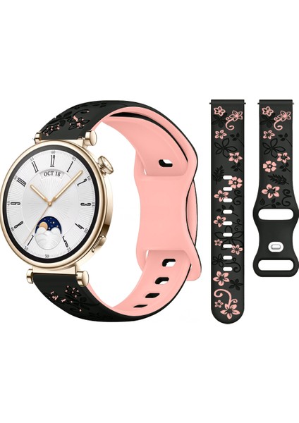 Huawei Watch Gt4 41MM Uyumlu Floraflex Çiçek Desenli Yumuşak Soft Silikon Kordon