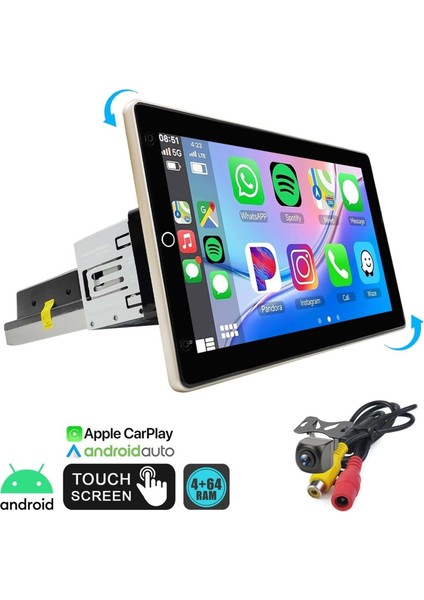 DC-8610BT-464 10,1" 4gb Ram 64GB Hafıza A100 Işlemci 360 Derece Dönen Android Tablet Ekran