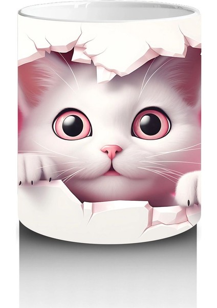 Pembe Kalpler Arasında Tatlı Kedi – Baskılı Kahve Kupası modelleri