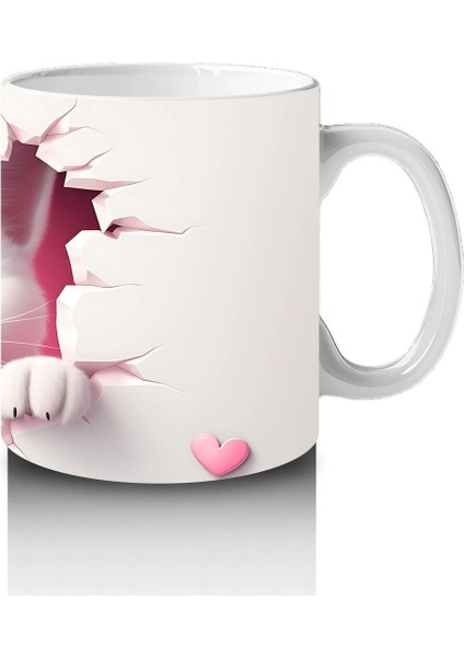 Pembe Kalpler Arasında Tatlı Kedi – Baskılı Kahve Kupası fırsatları