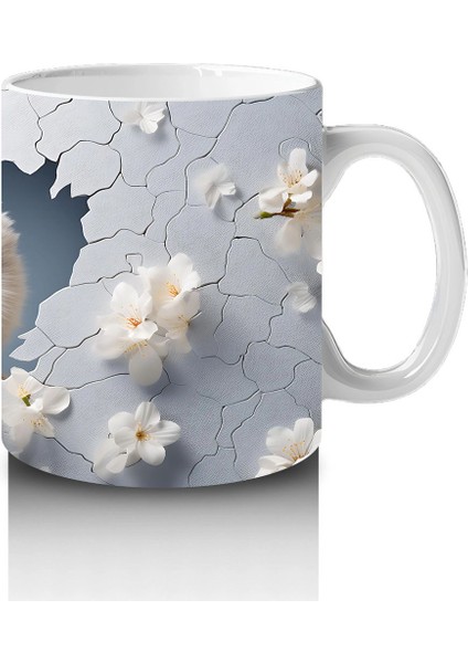 Beyaz Çiçekler Üzerinde Dikkatli Baykuş – Baskılı Kahve Kupası fırsatları