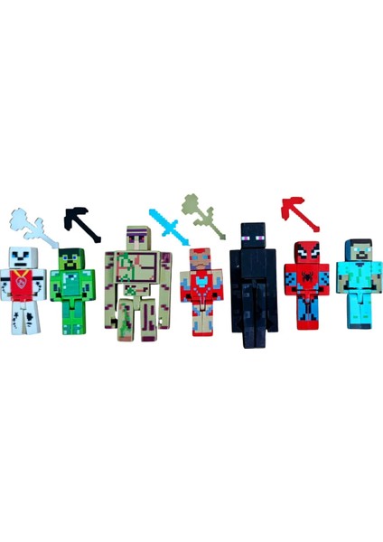 Minecraft 20 Parça Figür Oyuncak Enderman Steve Herobrine Domuz Adam Demir Golem modelleri