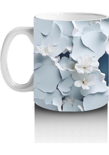 Beyaz Çiçekli Duvarı Delen Tatlı Yavru Köpek Kupa fiyatları