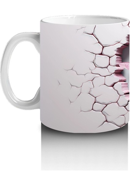 Kalp Şeklinde Çatlakta Pembe Yusufçuk Illüstrasyonu – Baskılı Kahve Kupası fiyatları