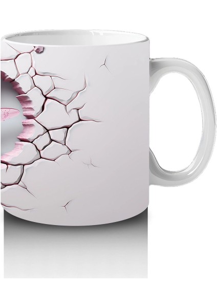 Kalp Şeklinde Çatlakta Pembe Yusufçuk Illüstrasyonu – Baskılı Kahve Kupası fırsatları