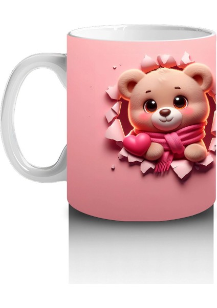 Pembe Fon Üzerinde Sevimli Maskot Buzağı – Baskılı Kahve Kupası fiyatları