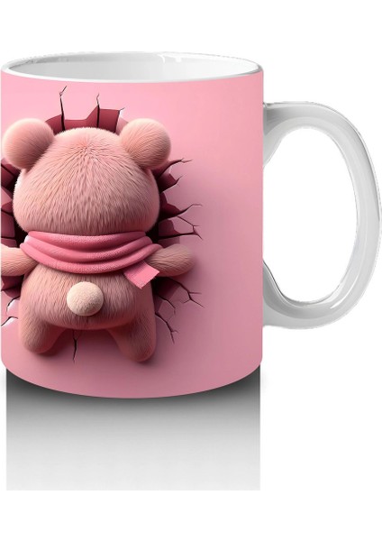 Pembe Fon Üzerinde Sevimli Maskot Buzağı – Baskılı Kahve Kupası fırsatları