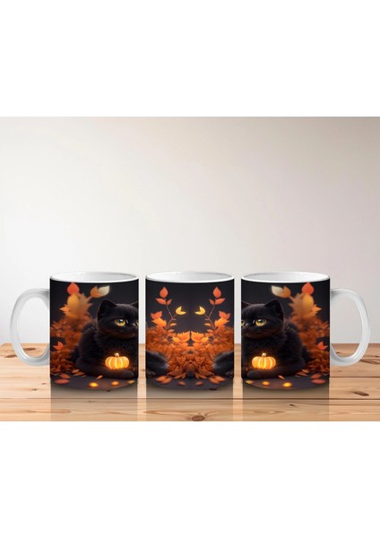 Cadılar Bayramı Temalı Siyah Kedi Kupa Bardak indirimleri