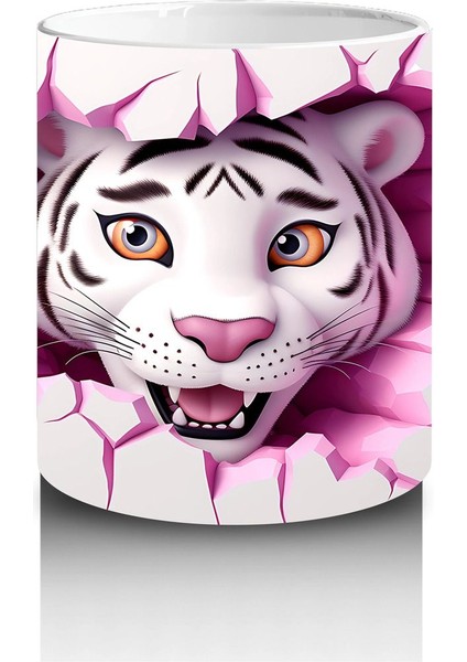 Kalpli Çatlakta Bakan Sevimli Kaplan Kız – Baskılı Kahve Kupası modelleri