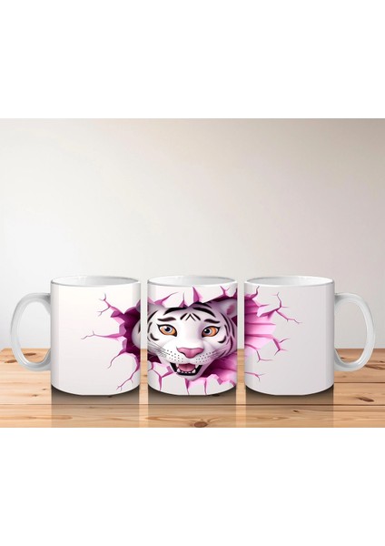 Kalpli Çatlakta Bakan Sevimli Kaplan Kız – Baskılı Kahve Kupası indirimleri