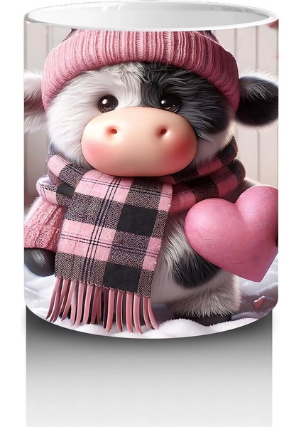 Pembe Kareli Şapkalı Sevimli Kız Maskot – Baskılı Kahve Kupası modelleri