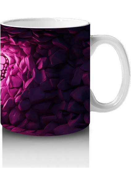 Mor Kristaller Arasında Parlayan Pembe Kelebek – Baskılı Kahve Kupası fırsatları