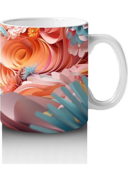 Turuncu Çiçeklerle Çevrili Parlak Gözlü Kedi – Baskılı Kahve Kupası fırsatları