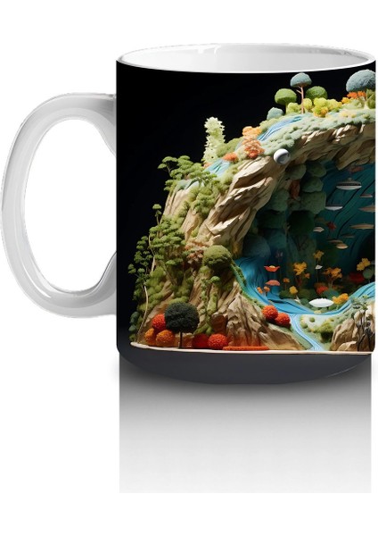 Doğal Göl Manzarasında Tropikal Kertenkele – Baskılı Kahve Kupası fiyatları