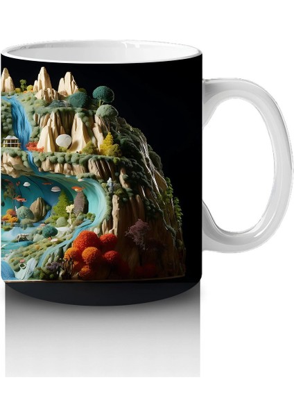 Doğal Göl Manzarasında Tropikal Kertenkele – Baskılı Kahve Kupası fırsatları