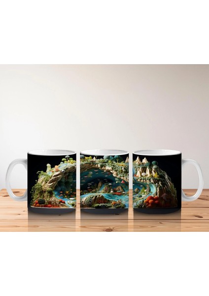 Doğal Göl Manzarasında Tropikal Kertenkele – Baskılı Kahve Kupası indirimleri