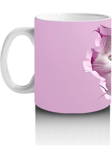 Pembe Çatlakta Ikiz Beyaz Kedi Yavruları – Baskılı Kahve Kupası fiyatları