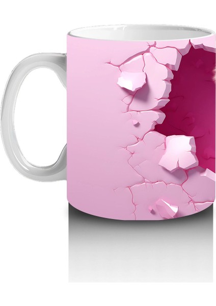 Pembe Duvarı Delen Şaşkın Beyaz Köpek – Baskılı Kahve Kupası fiyatları