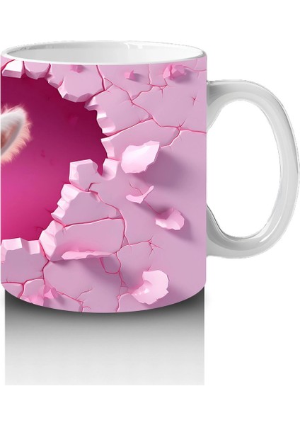 Pembe Duvarı Delen Şaşkın Beyaz Köpek – Baskılı Kahve Kupası fırsatları